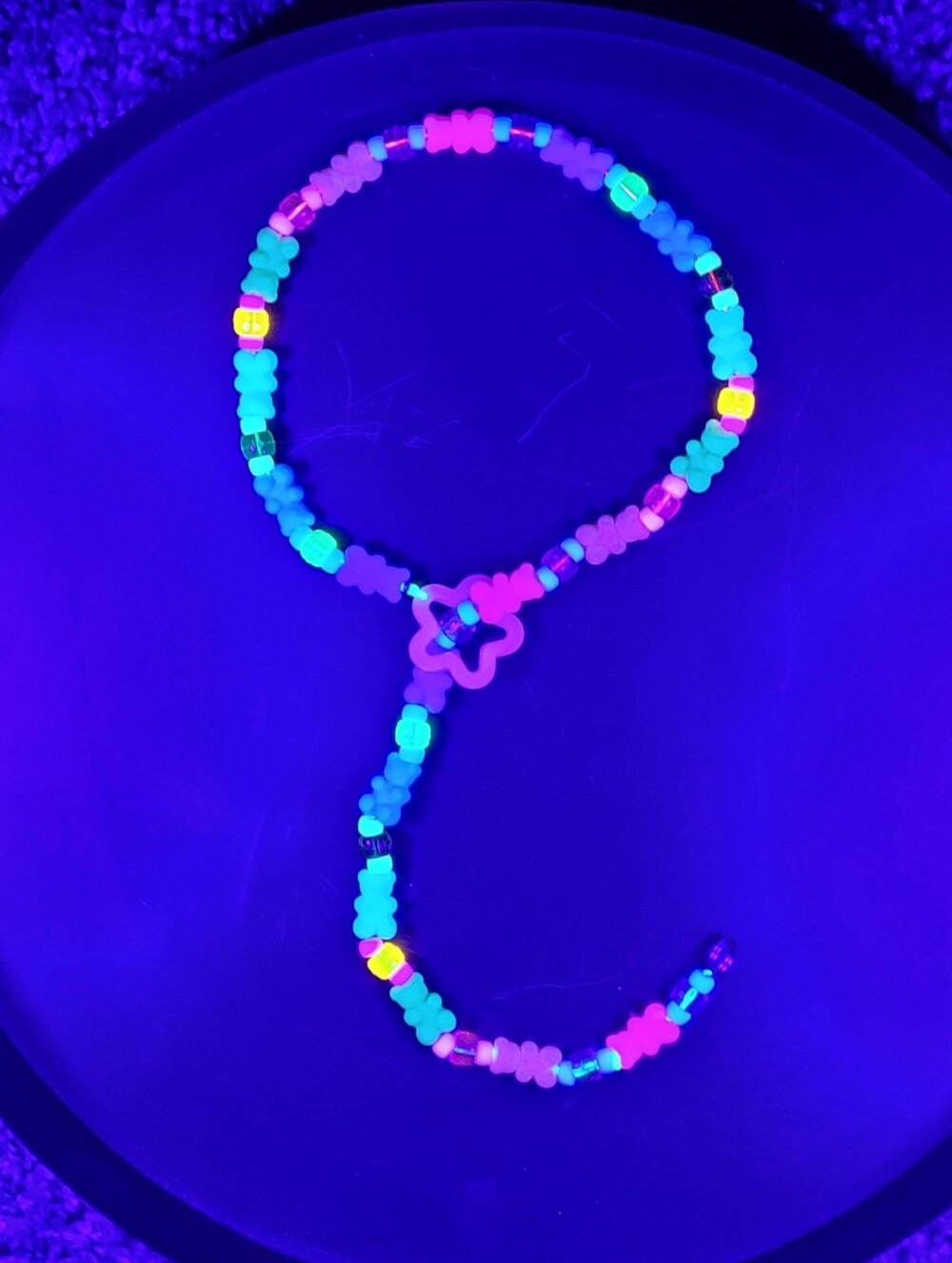 rainbow Rave lariat drop star necklace only (custom bundles kandi Gummy Bear)